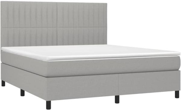 vidaXL Boxspringbett mit Matratze Hellgrau 180x200 cm Stoff, Härtegrad: H2 [3141953]