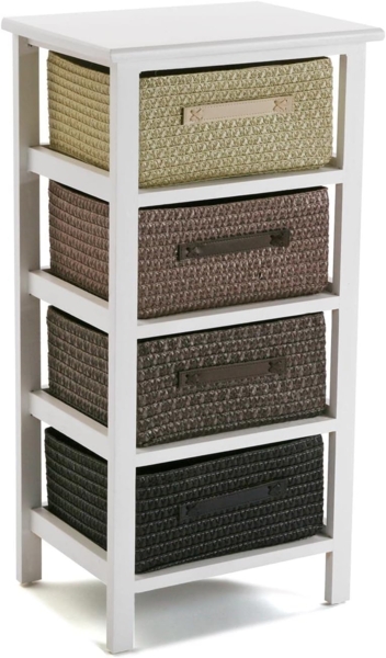 Versa Gavle Möbel für das Bad, Schubladeneinheit mit 4 Schubladen zum Organisieren, Moderne und unterhaltsame Aufbewahrung, Maßnahmen (H x L x B) 73 x 28 x 37 cm, Holz und Polyester, Farbe: Braun