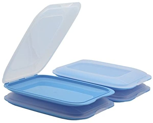 Engelland Frischhaltedose Aufschnittdosen, Aufschnittbox, PP-Kunststoff, BPA-frei, (Vorteils-Set, 4-tlg, mit transparentem Deckel), stapelbar, platzsparend, Ordnung im Kühlschrank, Organizer, Stapelbox
