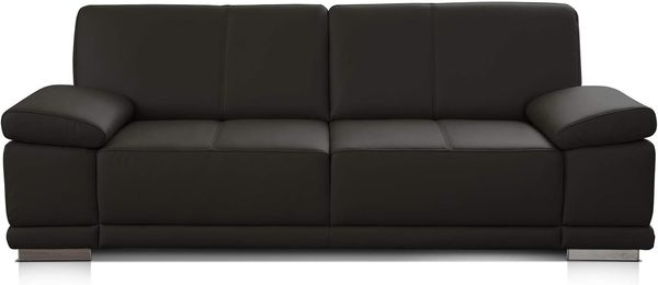 CAVADORE 3-Sitzer Sofa Corianne / Echtledercouch im modernen Design / Mit Armteilverstellung / 217 x 80 x 99 / Echtleder dunkelbraun