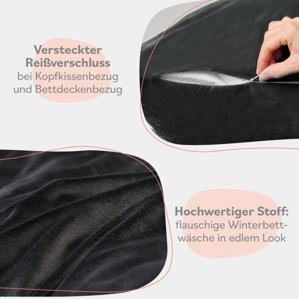 Blumtal Bettwäsche Cashmere-Touch Plüsch, warme Winterbettwäsche + Kopfkissenbezug Bild 5