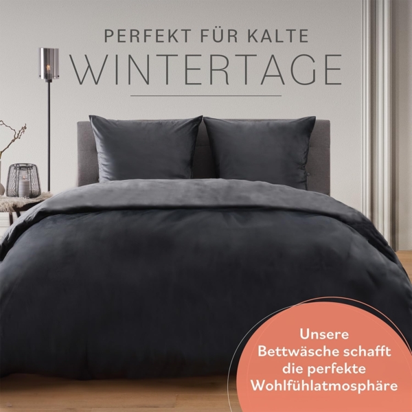 Blumtal Bettwäsche Cashmere-Touch Plüsch, warme Winterbettwäsche + Kopfkissenbezug Bild 3