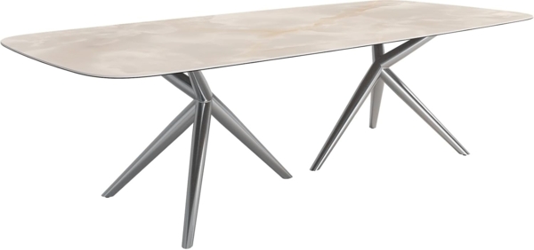 Esstisch Edge Boot 270x120 Keramik Iris FMG Onice Grigio Estelar rund Edelstahl