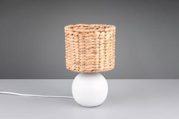 Tischleuchte VINA Keramikfuß Weiß mit Seegras Lampenschirm, Höhe 29cm Bild 3