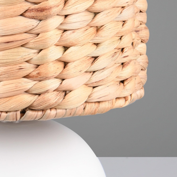 Tischleuchte VINA Keramikfuß Weiß mit Seegras Lampenschirm, Höhe 29cm Bild 5