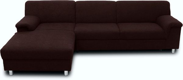DOMO. collection Jamie Ecksofa, Sofa mit Schlaffunktion, Couch in L-Form, modernes Schlafsofa, braun, 251 x 150 x 72 cm
