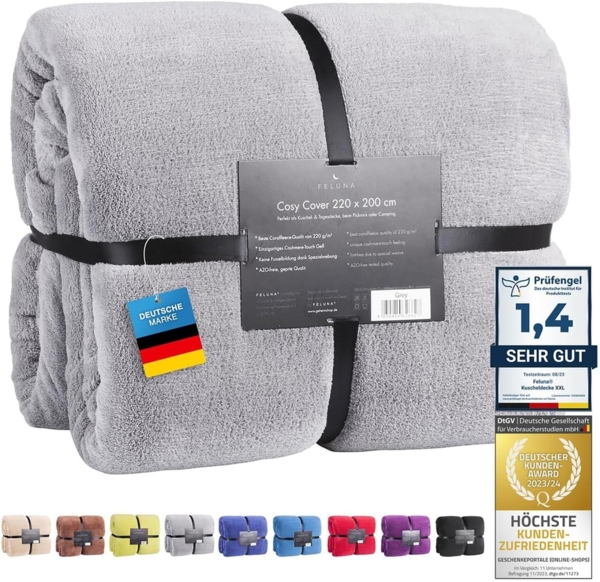 Wohndecke FELUNA Coral Fleece Kuscheldecke XXL – Superweicher Cashmere-Touch, Feluna, Tagesdecke Kaschmir-Touch 220 x 200 cm