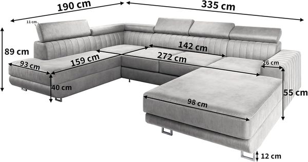 Masseno Ecksofa SIENA mit Schlaffunktion U-Form, Sofa mit Bettkasten Bild 3