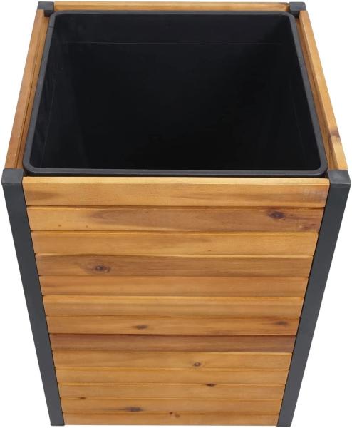 Pflanzkasten HWC-L23, Hochbeet Blumenkasten, Outdoor Akazie Holz FSC®-zertifiziert Aluminium ~ 60x42x42cm braun Bild 9