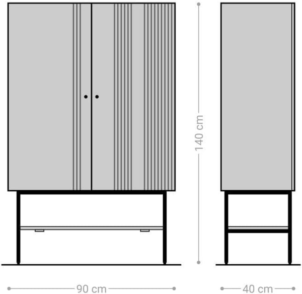 Highboard Nestos 90x140 cm Mango White Wash Metall Schwarz 2 Türen Bild 8