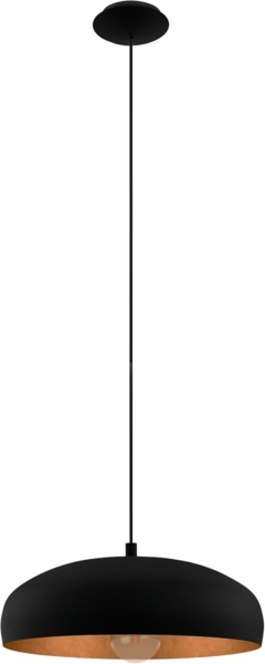 Eglo 94605 Hängeleuchte MOGANO 1 schwarz, kupfer, E27 max. 1X40W Ø40 cm