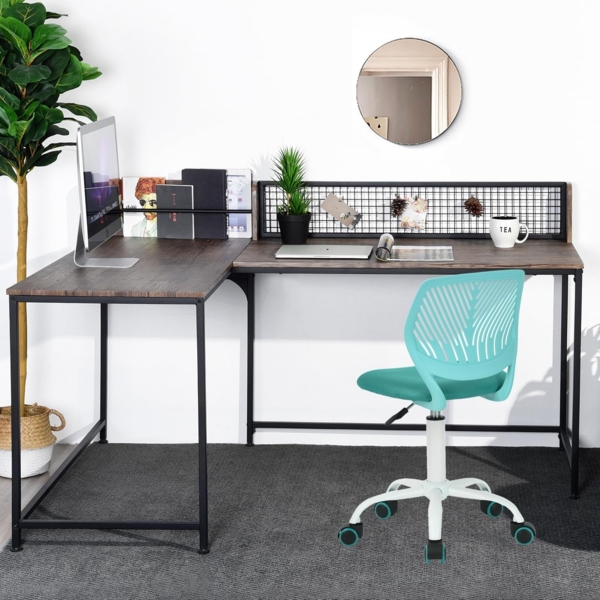 FurnitureR FR Carnation Aqua Schreibtischstuhl, Bürostuhl, Stoffsitz, ergonomischer Arbeitsstuhl, ohne Armlehne, höhenverstellbar, Drehstuhl, 2er-Set, Textil Metall, 40 x 38.5 x 87 cm Bild 2