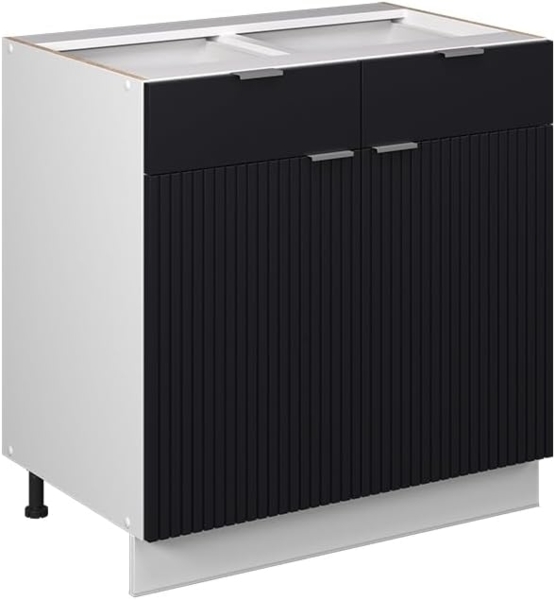 Küchenunterschrank Fame-Line Schwarz gestreift 80 cm ohne Arbeitsplatte Vicco