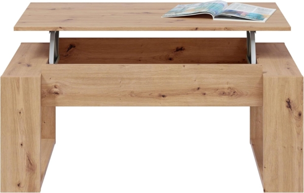 Habitdesign Couchtisch, höhenverstellbar, Tisch für Wohnzimmer, Beistelltisch, Modell Nova, Finish in Eiche, Maße: 105 cm (Länge) x 55 cm (Breite) x 45-54 cm (Tiefe) Bild 5