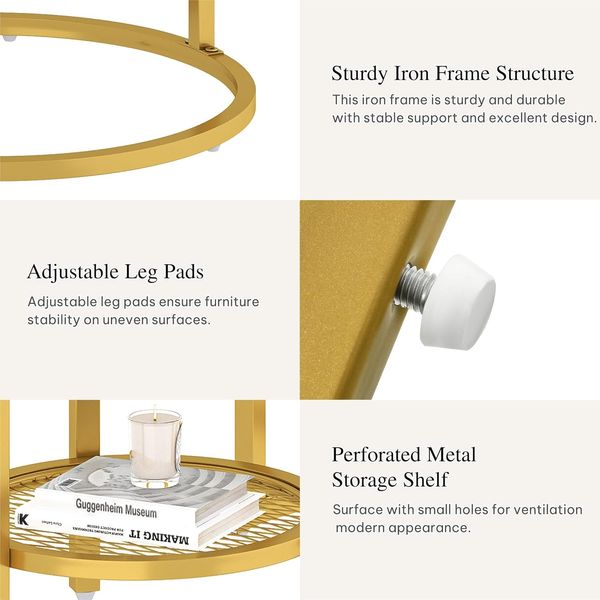 YITAHOME Couchtisch 2er Set Rund, Wohnzimmertisch Modern mit Stauraum, Beistelltisch 2er Set Stapelbar mit Holzplatte und Metallrahmen, Couch Tisch Wohnzimmer Heimbüro Bild 5