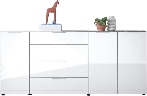 Stella Trading Kommode SANTORIN weiß mit Glasfront, 226 x 99 x 40 cm (B/H/T), Holzwerkstoff