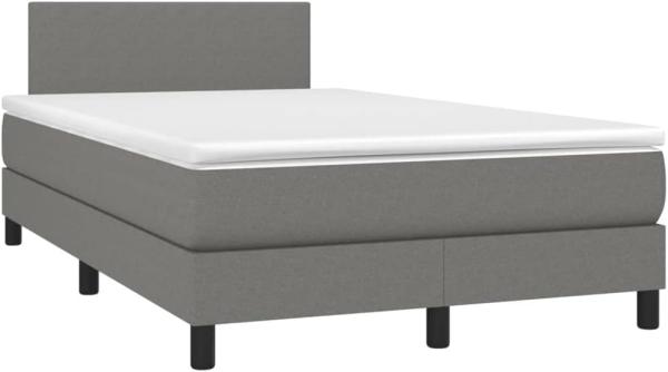 vidaXL Boxspringbett mit Matratze, Stoff, Dunkelgrau, 120 x 200 cm, H2