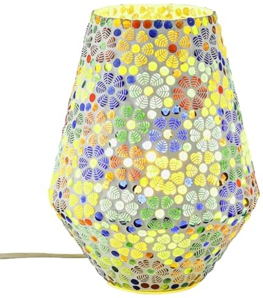Marrakesch Orient & Mediterran Interior Nachttischlampe Boho Deko tischlampe Nachtischlampe aus Glas Mosaik Fikus -3-, Handarbeit