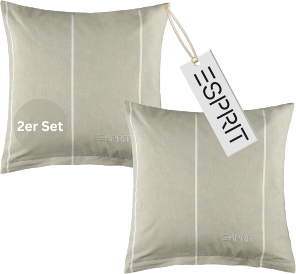 Esprit Bettwäsche HARPLINES Renforcé Kissenbezüge und Bettwäsche, Baumwolle, 2 teilig, 40 x 40 cm 2er Pack in Grau