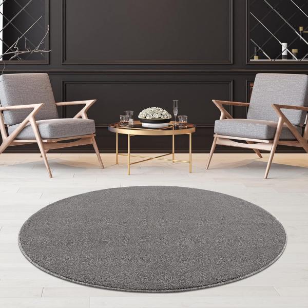 Jimri Teppich Lotus Wohnzimmer Teppich Einfarbig Kurzflor Läufer Uni, Rund, Wohnzimmer Teppich Einfarbig Kurzflor Läufer