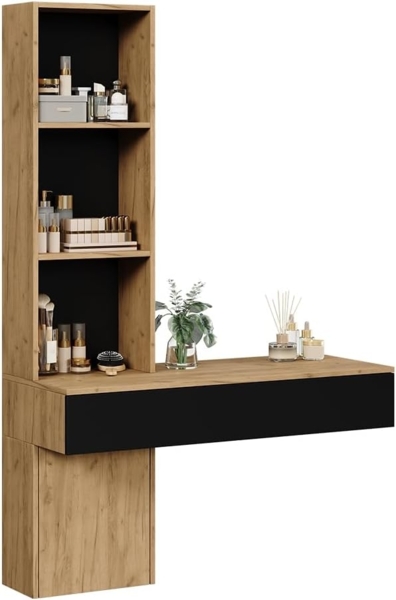 Schminktisch Melora Eiche/Schwarz 100 cm Vicco