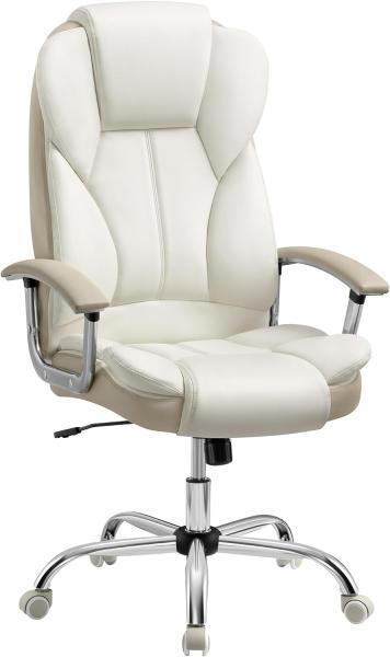 Songmics Bürostuhl, Schreibtischstuhl, Gaming-Stuhl mit Armlehnen, Computerstuhl, Chefsessel, höhenverstellbar, Homeoffice, Arbeitszimmer, cremeweiß-kamellbraun OBG057W01
