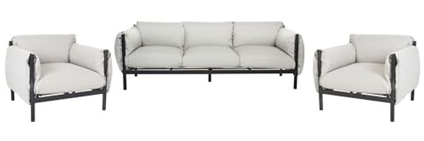 Beliani 'ESPERIA' 3-Sitzer Sofa mit Sesseln, Metall grau