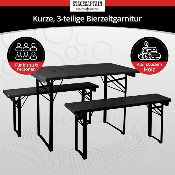 Stagecaptain Bierzeltgarnitur BBEU-110 Hirschgarten Bierzeltgarnitur für Balkon 110 cm - 5 x Set, (15-tlg) Bild 2