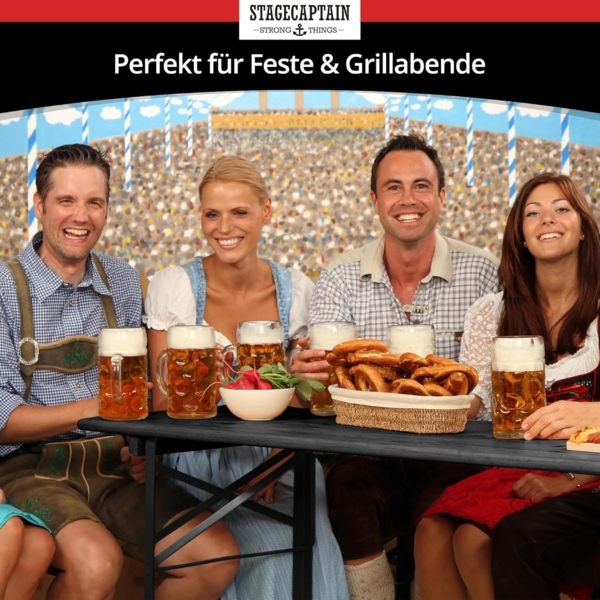 Stagecaptain Bierzeltgarnitur BBEU-110 Hirschgarten Bierzeltgarnitur für Balkon 110 cm - 5 x Set, (15-tlg) Bild 8