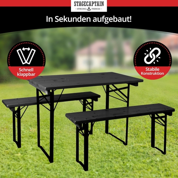 Stagecaptain Bierzeltgarnitur BBEU-110 Hirschgarten Bierzeltgarnitur für Balkon 110 cm - 5 x Set, (15-tlg) Bild 6
