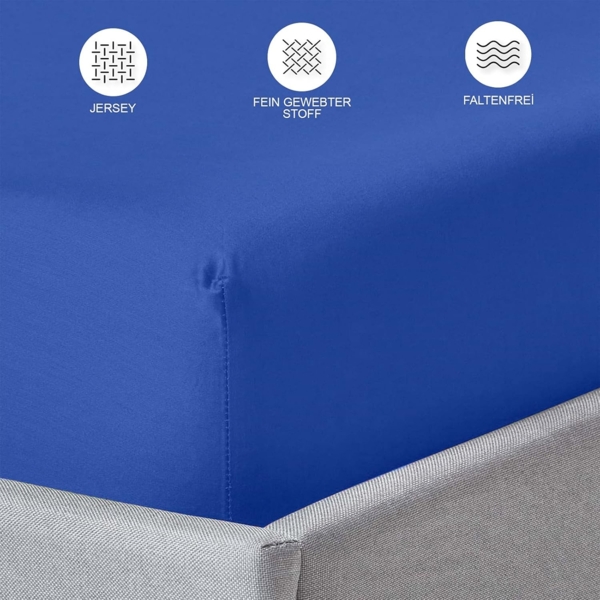 Buymax® Spannbettlaken 160x200 cm Baumwolle 100% Spannbetttuch Bettlaken Jersey, Matratzenhöhe bis 25 cm, Farbe Dunkelblau Bild 3