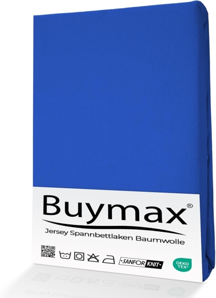 Buymax® Spannbettlaken 160x200 cm Baumwolle 100% Spannbetttuch Bettlaken Jersey, Matratzenhöhe bis 25 cm, Farbe Dunkelblau Bild 2