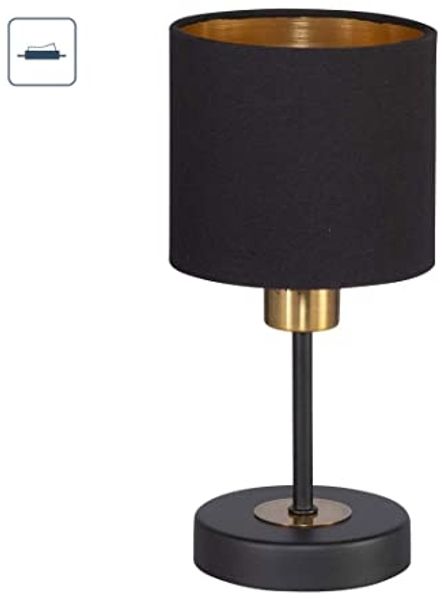 Tischleuchte, Textil, schwarz, gold, H 26 cm