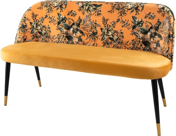 riess-ambiente Sitzbank PRÊT-À-PORTER gelb / schwarz (Einzelartikel, 1-St), Wohnzimmer · Samt · Metall · florales Design · Retro