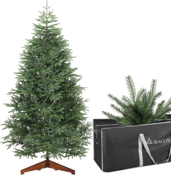 SALCAR Künstlicher Weihnachtsbaum 210 cm – naturgetreue Tannennadeln aus 100?% Spritzguss, detailreicher Stamm, inkl. Aufbewahrungstasche, perfekt für Festliche Weihnachten