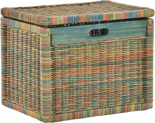 Krines Home Aufbewahrungskorb Hoher Korb mit Deckel Rattan geflochten Regalkorb Aufbewahrungsbox