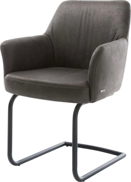 Freischwinger Xana-Flex mit Armlehnen Mikrofaser Anthrazit Vintage Freischwinger rund Schwarz Taschenfederkern