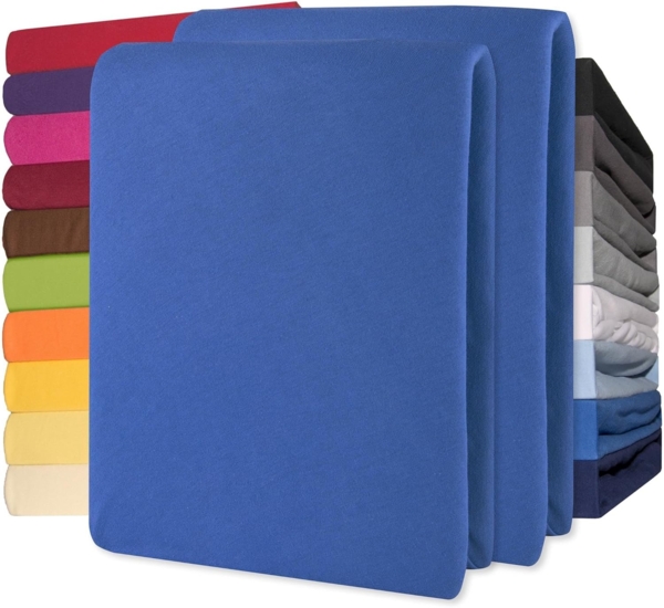 CelinaTex Jersey Topper Spannbettlaken Lucina 140x200-160x200 cm royal blau 100% Baumwolle gekämmt bis 12cm Matratzenhöhe Spannbettbezug, Leintuch, Bettlaken, elastisch, Strech, Oeko-Tex