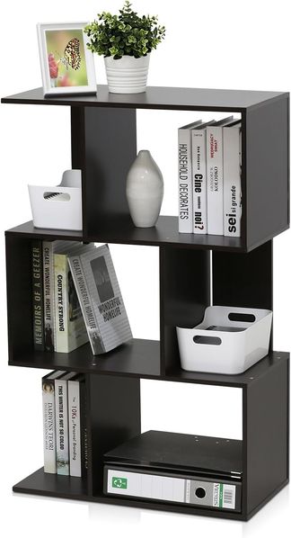 Furinno Bücherregale mit asymetrischen Ablageflächen, holz, Espresso, 30x59. 9x94. 79 cm