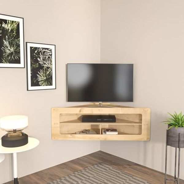 Hanah Home Stylish Oak TV Stand, 120 x 40 x 45 cm | 100% Melamine Coated Particle Board, 8 mm Thickness | Perfect for Modern Living Rooms & Entertainment Spaces