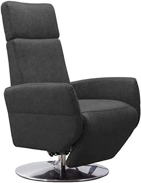 Cavadore TV-Sessel Cobra / Fernsehsessel mit Liegefunktion, Relaxfunktion / Stufenlos verstellbar / Ergonomie S / Belastbar bis 130 kg / 71 x 108 x 82 / Lederoptik Anthrazit
