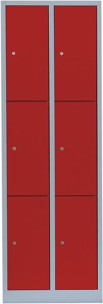 Schließfachschrank Fächerschrank Wertfachschrank 180 x 60 x 50 cm 6 Fächer Abteilbreite ca. 300 mm Lichtgrau/Rot 520324 Bild 3