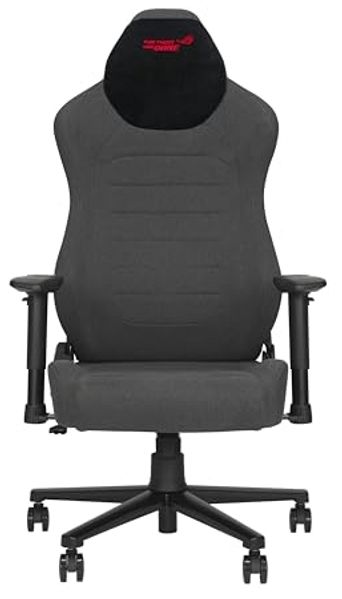 ASUS ROG AETHON Fabric Ergonomischer Gaming-Stuhl, Stahlgestell, integrierte Lendenwirbelstütze, gepolsterte 2D-Armlehnen, Bezug aus Stoff und Schaumstoffkissen, maximales Gewicht 136 kg, Grau