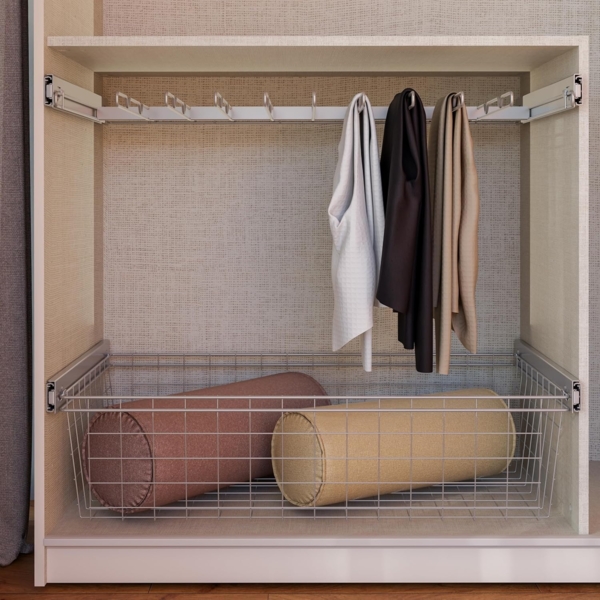 Forte Schach & MATT Hosenhalter-Auszug 80 90, Kleiderschrankzubehör, 9 Bügel, praktisches Add-on, Schlafzimmer, Stauraum, graues Metall, 82 cm breit x 5,2 cm hoch x 50 cm tief Bild 8