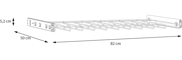 Forte Schach & MATT Hosenhalter-Auszug 80 90, Kleiderschrankzubehör, 9 Bügel, praktisches Add-on, Schlafzimmer, Stauraum, graues Metall, 82 cm breit x 5,2 cm hoch x 50 cm tief Bild 6