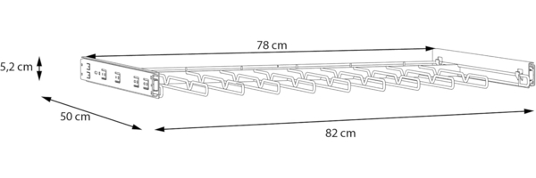 Forte Schach & MATT Hosenhalter-Auszug 80 90, Kleiderschrankzubehör, 9 Bügel, praktisches Add-on, Schlafzimmer, Stauraum, graues Metall, 82 cm breit x 5,2 cm hoch x 50 cm tief Bild 7