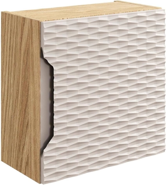 Lomadox Hängeschrank OLUO-56-BEIGE Wandschrank Badschrank, Eiche mit beige, 3D-Struktur