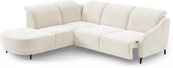 CAVADORE Ecksofa Blue/Eckcouch im modernen Design, inklusiv Kopfteilverstellung, Vorziehsitz motorisch, Klapptisch und mattschwarzen Metallfüßen / 258 x 93 x 249 / Mikrofaser, Naturweiß Bild 5