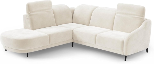 CAVADORE Ecksofa Blue/Eckcouch im modernen Design, inklusiv Kopfteilverstellung, Vorziehsitz motorisch, Klapptisch und mattschwarzen Metallfüßen / 258 x 93 x 249 / Mikrofaser, Naturweiß Bild 6