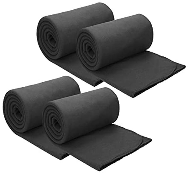 Betz 4 Stück Fleecedecken Kuscheldecken Größe 130x170 cm Farbe Anthrazit
